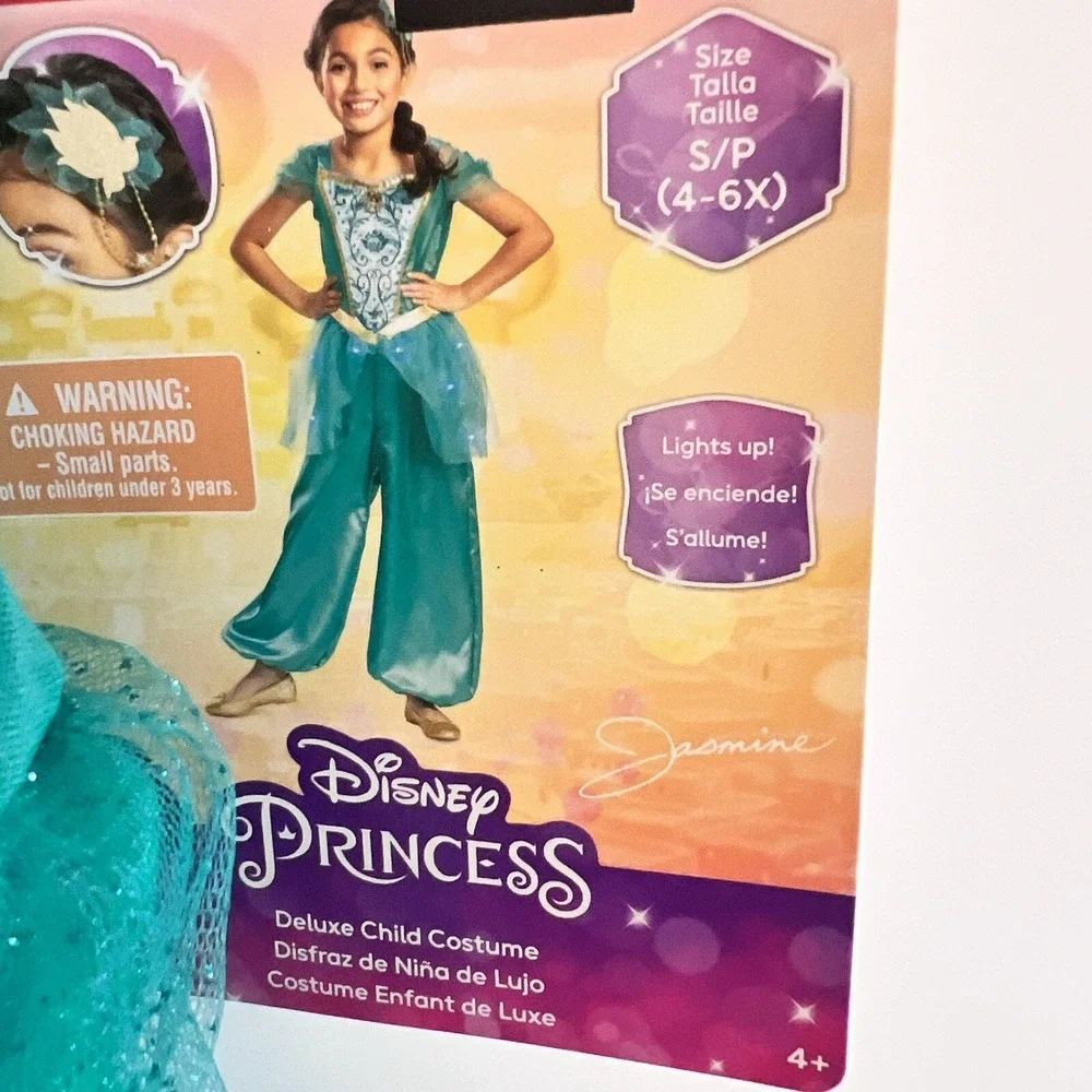 NWT Disney Princess Aladdin Jasmine Small 4-6x Deluxe Light-Up Halloween Costume